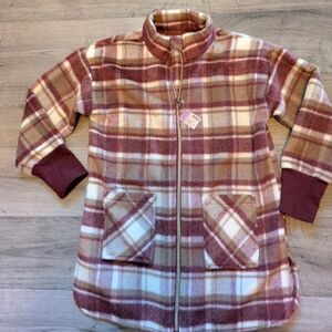 Girls Plaid Zip-Up Jacket with Pockets